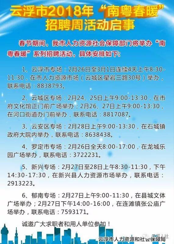 云浮最新招聘信息速递